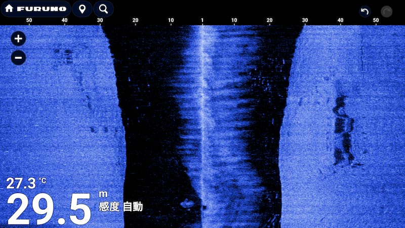 サイドスキャンで海底の構造物を捉えた映像（TZMAP9）