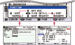  /><br />
The FA-170 displays the detailed information on the selected target. Also, you can create an AIS message or send a name request to the target ship.</div>
</section>
<section id=