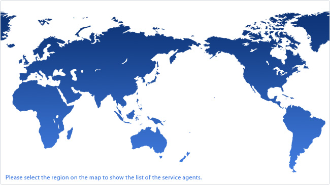 Please select the region on the map to show the list of the service agents.